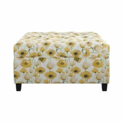 Emerald Home Ottomans Celia Storage Ottoman, Golden Poppy