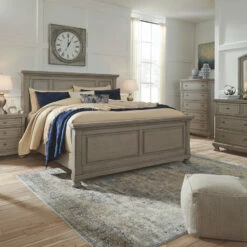 Signature Design By Ashley® Bedroom Sets Lettner - Light Gray - Dresser, Mirror, Panel Bed