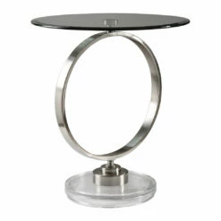Outlet ✔️ Uttermost Dixon Brushed Nickel Side Table Tables 🧨 8 Uttermost Dixon Brushed Nickel Side Table Tables