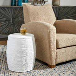 Uttermost Resort White Accent Stool Tables