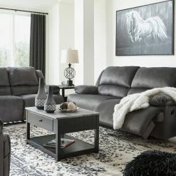 Signature Design By Ashley® Clonmel - Charcoal - 3 Pc. - Reclining Sofa, Loveseat, Recliner