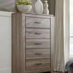 Signature Design By Ashley® Zelen - Warm Gray - Dresser, Mirror, / Panel Headboard