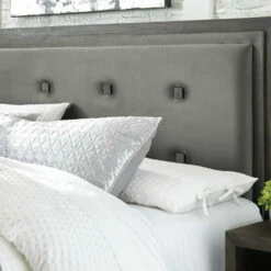 Signature Design By Ashley® Hyndell - Dark Brown - King Upholstered Panel Bed With Storage Beds