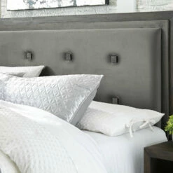 Signature Design By Ashley® Bedroom Sets Hyndell - Dark Ultimate Best In Class Dresser, Mirror, Upholstered Panel Bed With Bench Footboard