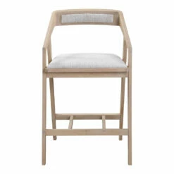 Moe's Home Collection Padma Oak Counter Stool Light Grey