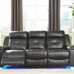Signature Design By Ashley® Reclining Furniture Kempten - Black - 2 Pc. - Reclining Sofa, Loveseat