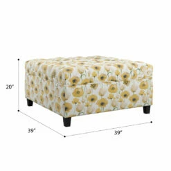Emerald Home Ottomans Celia Storage Ottoman, Golden Poppy