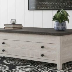 Ashley Furniture Dorrinson - White / Black / Gray - Lift Top Cocktail Table Tables