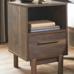 Signature Design By Ashley® Nightstands Calverson - Mocha - One Drawer Night Stand - Small