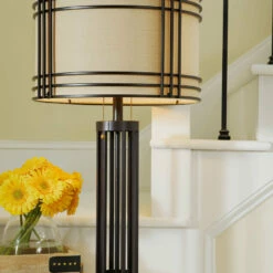 Ashley Furniture Hanswell - Dark Brown - Metal Table Lamp (1/cn)