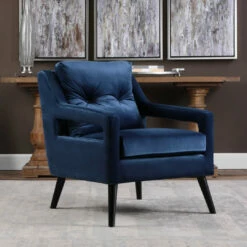 Uttermost O'Brien Blue Velvet Armchair Chairs
