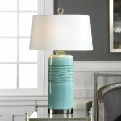 Accessories Uttermost Rila Distressed Teal Table Lamp