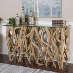 Tables Uttermost Teak Wood Console