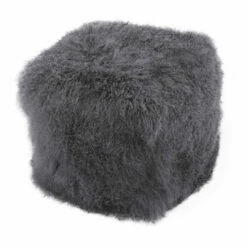 Moe's Home Collection Accessories Lamb Fur Pouf Smoke