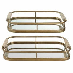 Uttermost Rosea Brushed Gold Trays, S/2 Table Decor