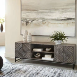 Signature Design By Ashley® Treybrook - Distressed Gray - 2 Door Accent Cabinet