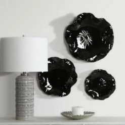 Accessories Uttermost Abella Black Ceramic Wall Decor, S/3