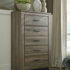 Ashley Furniture Zelen - Warm Gray - Five Drawer Chest Chests