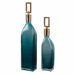 Table Decor Uttermost Annabella Teal Glass Bottles, S/2