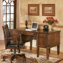 Ashley Furniture Hamlyn - Medium Brown - Home Office Storage Leg Desk Desks