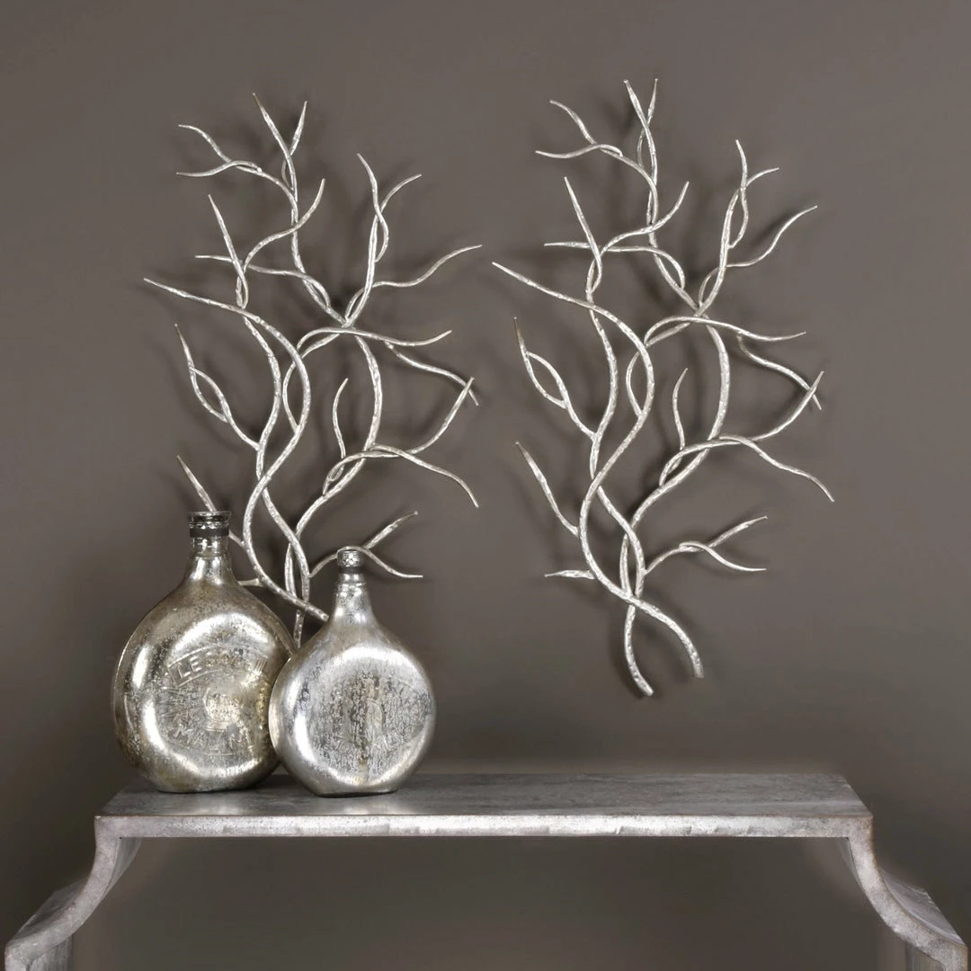 Flash Sale 👍 Accessories Uttermost Silver Branches Wall Art S/2 🧨 4 Accessories Uttermost Silver Branches Wall Art S/2