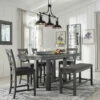 Signature Design By Ashley® Dining Room Sets Myshanna - Dark Gray - 6 Pc. - Counter Extension Table, 4 Barstools, Bench