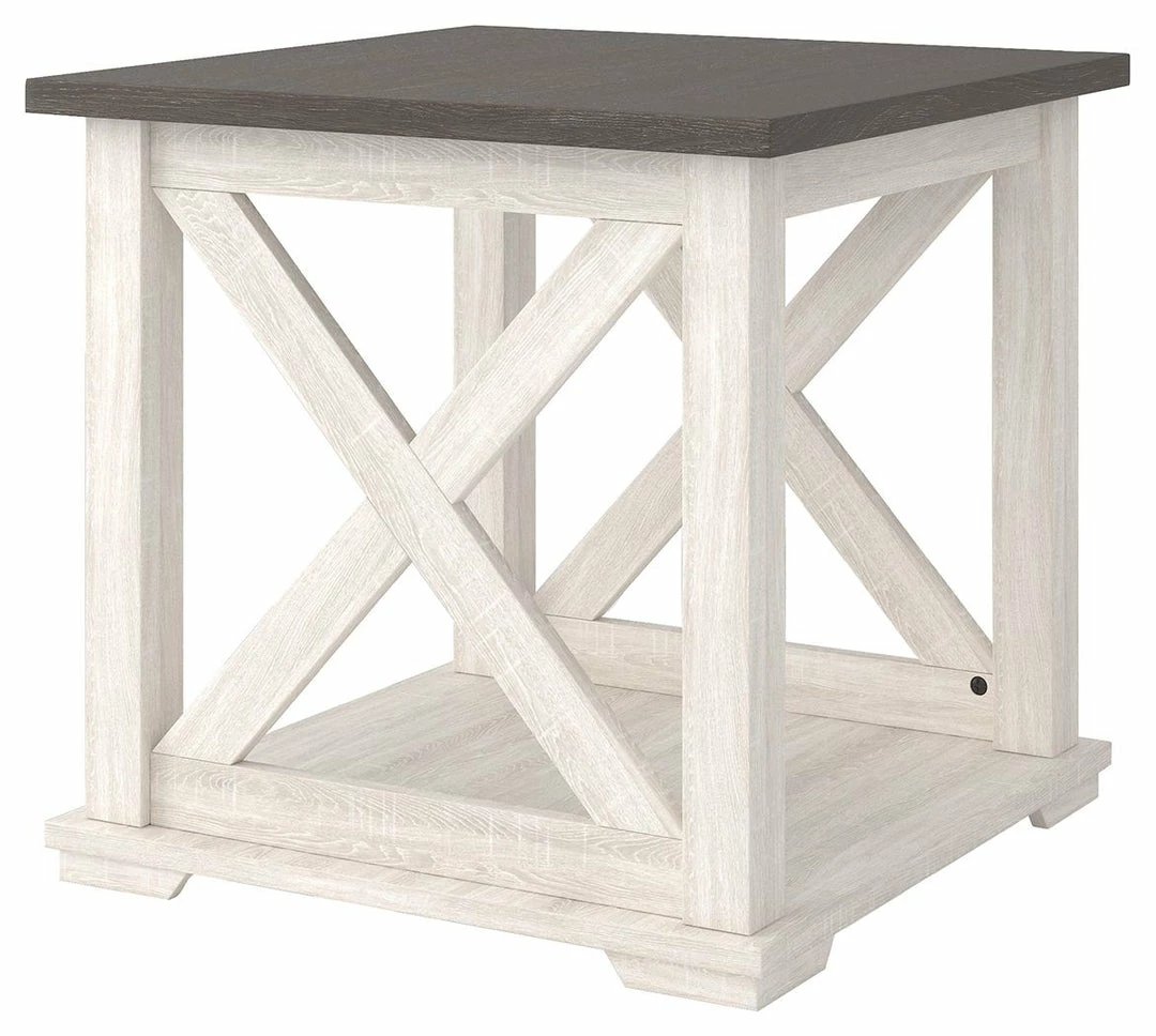 Brand new 😍 Ashley Furniture Dorrinson - White / Black / Gray - Square End Table Tables 🔥 3 Ashley Furniture Dorrinson - White / Black / Gray - Square End Table Tables