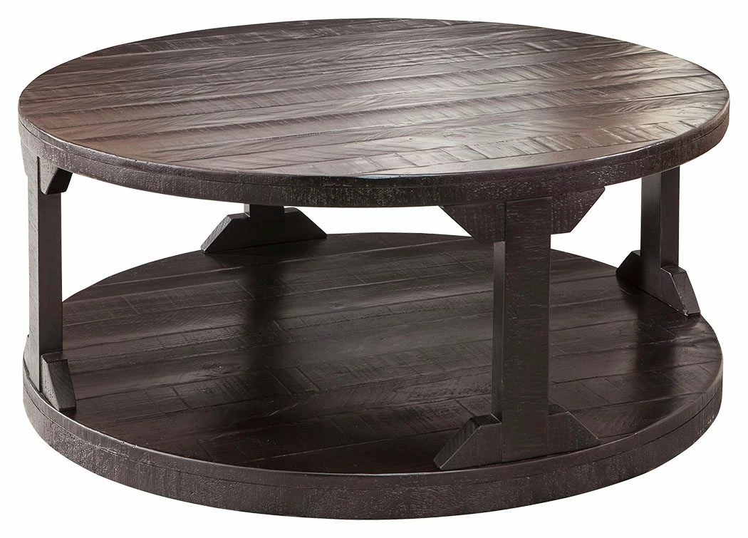 Hot Sale 🎉 Ashley Furniture Rogness - Rustic Brown - Round Cocktail Table Tables 🔥 3 Ashley Furniture Rogness - Rustic Brown - Round Cocktail Table Tables