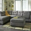 Benchcraft® Maier - Gray Dark - 3 Pc. - Lafr Chaise & Raf Sofa Sectional & Accent Ottoman Living Room Sets