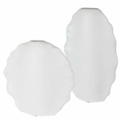 Uttermost Ruffled Feathers Modern White Vases, S/2