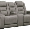Ashley Furniture Loveseats The Man-den - Gray - Pwr Rec Loveseat/con/adj Hdrst