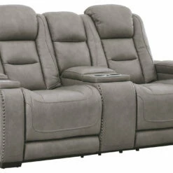Ashley Furniture Loveseats The Man-den - Gray - Pwr Rec Loveseat/con/adj Hdrst
