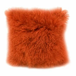 Moe's Home Collection Lamb Fur Pillow Orange