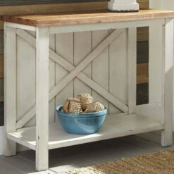 Ashley Furniture Abramsland - White/brown - Console Sofa Table Tables