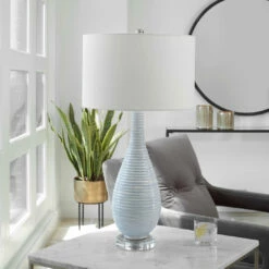 Uttermost Clariot Ribbed Blue Table Lamp Accessories