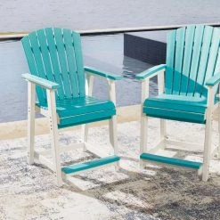 Ashley Furniture Eisely - Turquoise / White - Barstool (2/cn)