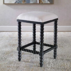 Uttermost Pryce Black Backless Counter Stool Stools