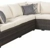 Ashley Furniture Easy - Dark Brown/beige - Sofa Sec/chair W/cush (3/cn) Outdoor Sets