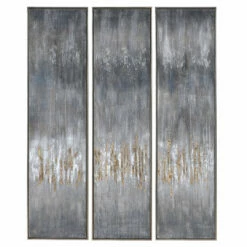 Accessories Uttermost Gray Showers Hand Painted Canvases, Set/3