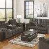 Signature Design By Ashley® Reclining Furniture Acieona - Slate - Reclining Sofa With Drop Down Table, Double Rec Loveseat With Console, Swivel Rocker Recliner