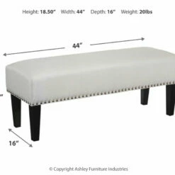 Promo ๐ Ashley Furniture Beauland - Ivory - Accent Bench - Nailhead Trim Benches โญ 8 Ashley Furniture Beauland - Ivory - Accent Bench - Nailhead Trim Benches