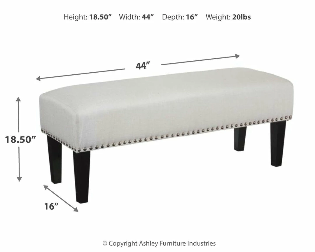 Promo ๐ Ashley Furniture Beauland - Ivory - Accent Bench - Nailhead Trim Benches โญ 5 Ashley Furniture Beauland - Ivory - Accent Bench - Nailhead Trim Benches
