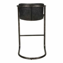 Moe's Home Collection Stools Freeman Barstool Onyx Black Leather -m2