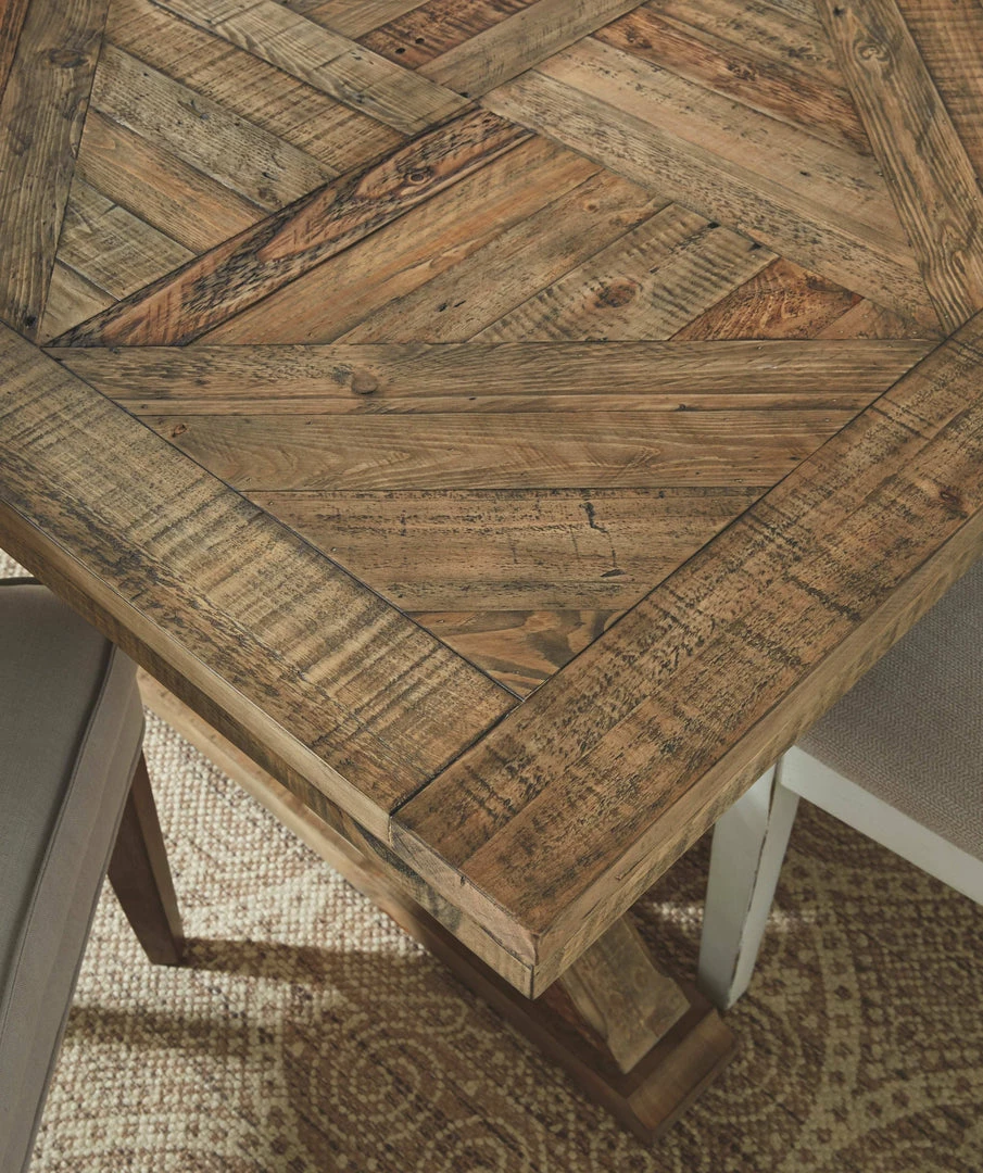 New 🧨 Ashley Furniture Grindleburg - Light Brown - Rectangular Dining Room Table 🎁 4 Ashley Furniture Grindleburg - Light Brown - Rectangular Dining Room Table