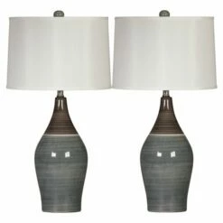 Ashley Furniture Niobe - Multi Gray - Ceramic Table Lamp (2/CN) Accessories