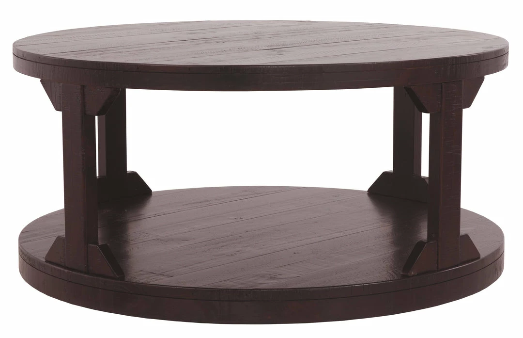 Hot Sale 🎉 Ashley Furniture Rogness - Rustic Brown - Round Cocktail Table Tables 🔥 9 Ashley Furniture Rogness - Rustic Brown - Round Cocktail Table Tables