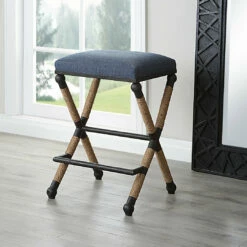 Cheap 🎁 Stools Uttermost Firth Rustic Navy Counter Stool ⭐ 14 Stools Uttermost Firth Rustic Navy Counter Stool