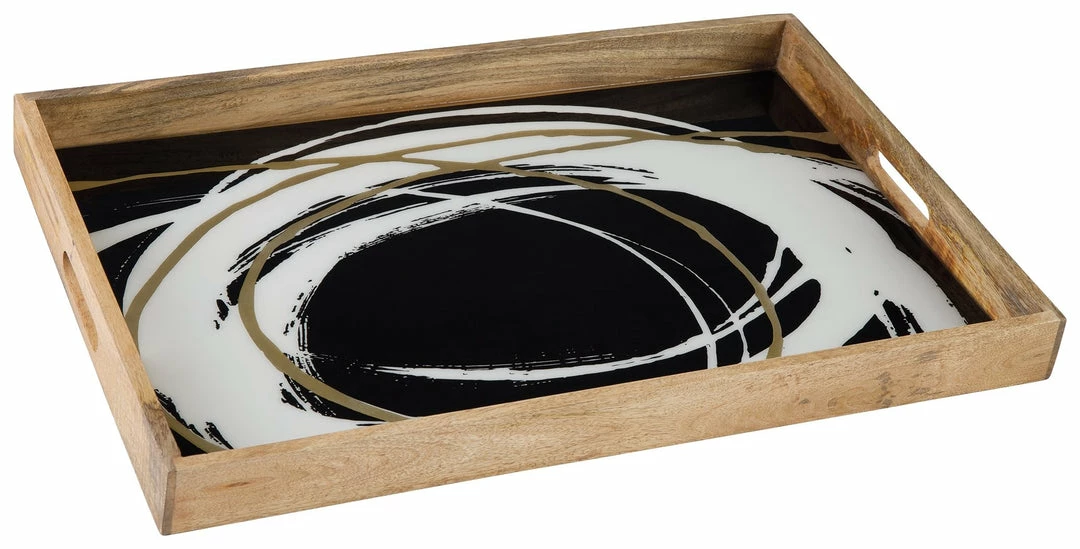 Hot Sale 😀 Ashley Furniture Table Decor Rhyslen - Black/white/gold Finish - Tray ⭐ 3 Ashley Furniture Table Decor Rhyslen - Black/white/gold Finish - Tray