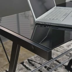 Ashley Furniture Mallistron - Black/silver - L-desk