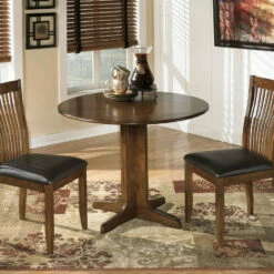 Signature Design By Ashley® Dining Room Sets Stuman - Ultimate Best In Class Round Drop Leaf Table, 2 Upholstered Side Chairs